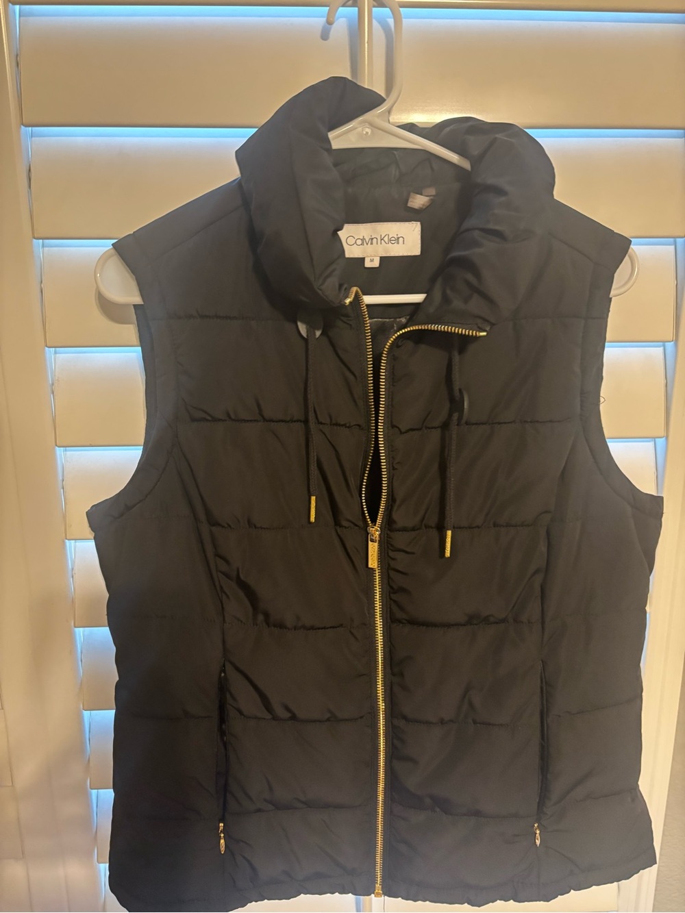 Calvin Klein Black Quilted Puffer Vest with Gold Zippers